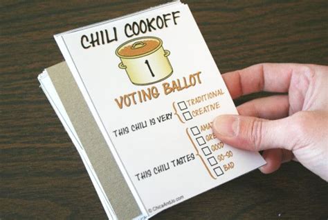 Chili Cook Off Voting Ballots Chili Cook Off Cook Off Chili