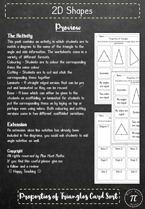 2D Shapes - Properties of Triangles Card Sort | Teaching Resources