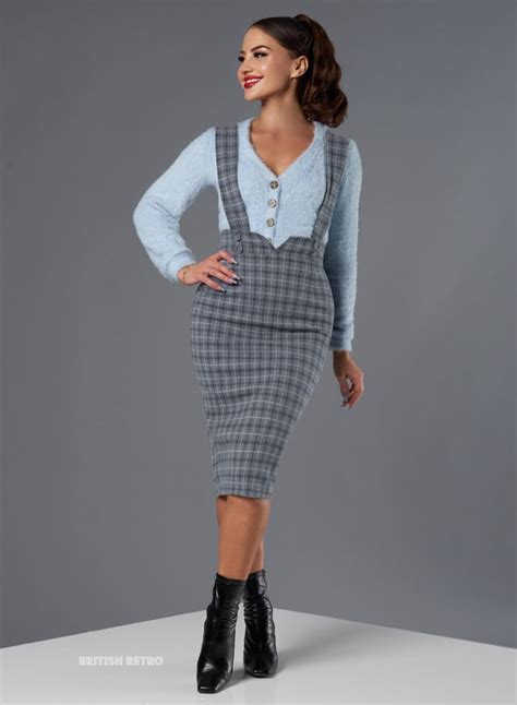 ‘venus Boucle Grey 50s Pencil Skirt British Retro