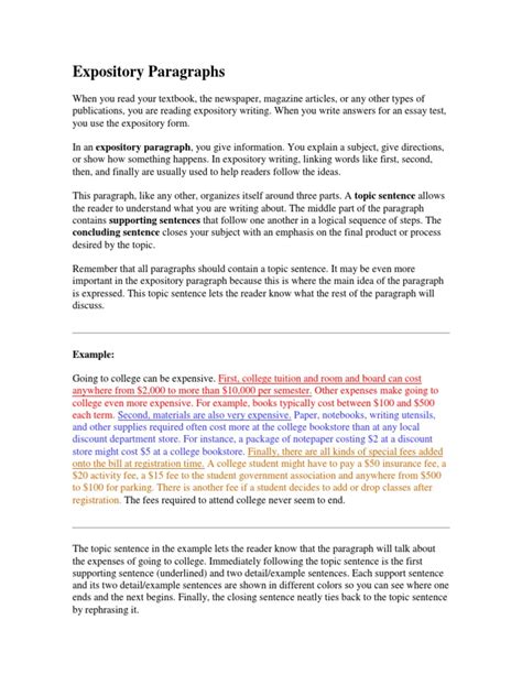 Expository Paragraphs Pdf Paragraph Narrative