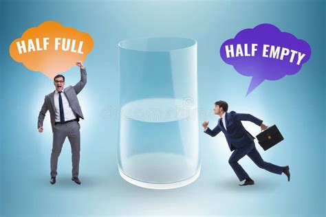 Businessman In Half Empty Half Full Glass Concept Stock Photo Image