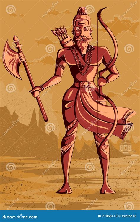 Indian God Parashurama With Axe Stock Vector Illustration Of