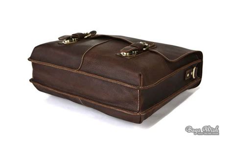 Leather breifcase, coffee leather business briefcase - BagsWish