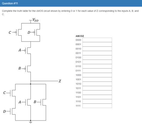 Solved Complete The Truth Table For The Cmos Circuit Shown Chegg