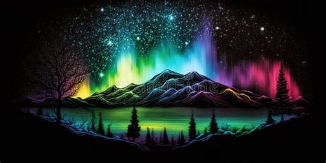 Aurora Borealis - Polar Lights Design - Wallpaper Stock Illustration ...