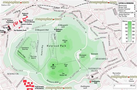 Edinburgh map - Arthur's Seat & Holyrood Park visitors map showing ...