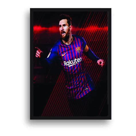 Quadro Decorativo Lionel Messi C Moldura E Vidro X Mod Submarino