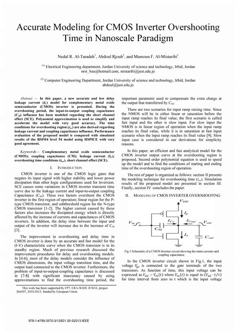 Pdf Accurate Modeling For Cmos Inverter Overshooting Time In