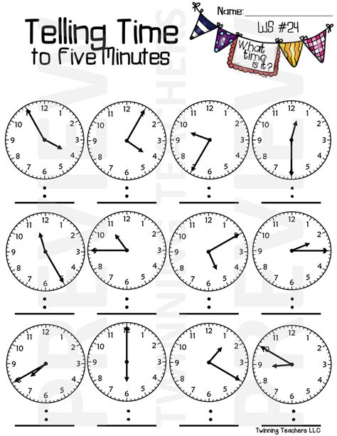 Telling Time To The Nearest Minute Worksheets