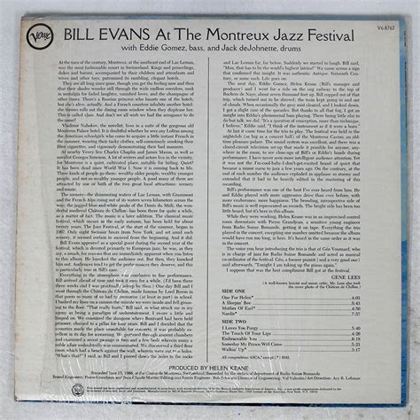 Yahoo オークション BILL EVANS AT THE MONTREUX JAZZ FESTIVAL VERV