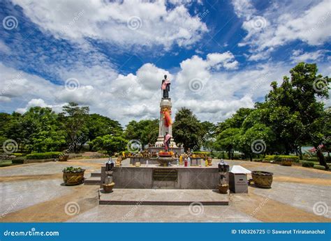 Thao Suranari Statue With Beautiful Sky At Thao Suranari Park Ban Nong