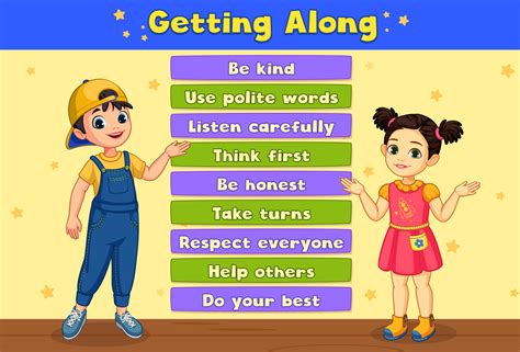 Getting Along Board Showing Two Kids 1339627 Vector Art At Vecteezy