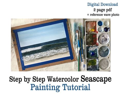 Watercolor Seascape Lesson Printable Tutorial How to Paint Ocean Waves ...