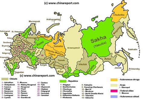 Map Political Russia Russian Federation Federal Subject Territories 1a