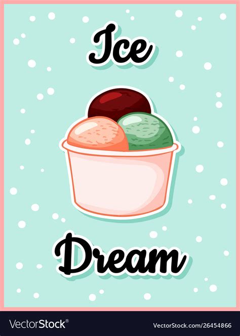 Ice Cream Dream Time Cute Cartoon Postcard Vector Image