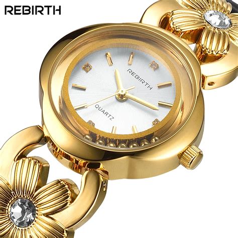 Rebirth Women Fashion Watch Leather Band Elegant Casual Analog Quartz