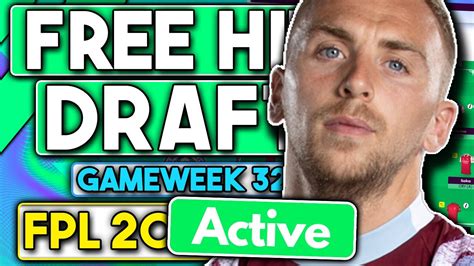 Fpl Blank Gameweek 32 Team Selection Free Hit Active Fantasy Premier League Tips 202223