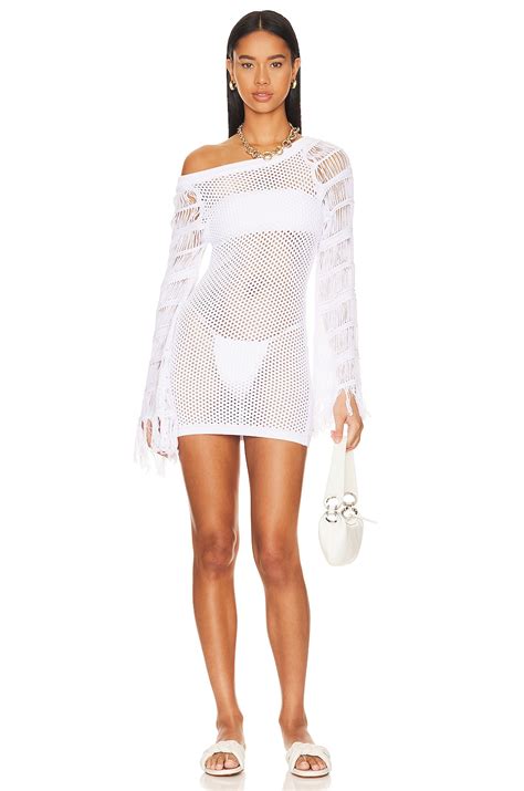 Camila Coelho Carlin Off Shoulder Knit Mini Dress In White Revolve