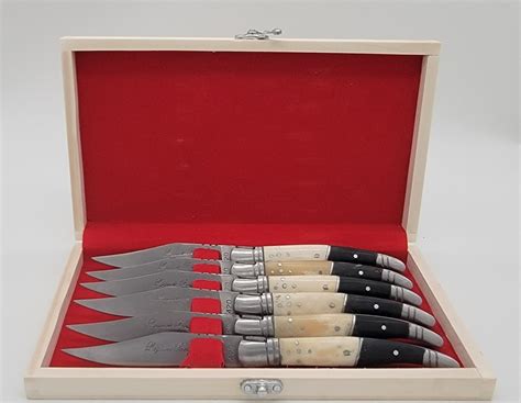 Laguiole Bougna Table Knife Set Steel Stainless Bone Horn