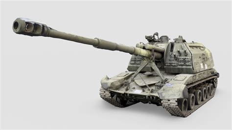 Destroyed 2S19 Msta 152 Mm Self Propelled Howitzer M1990 Farm 3D Model