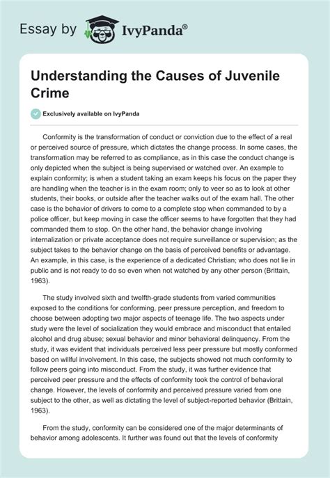 Understanding the Causes of Juvenile Crime - 2028 Words | Term Paper ...