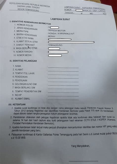 Isi Lengkap Surat Tilang Elektronik Yang Dikirim Ke Rumah Pelanggar