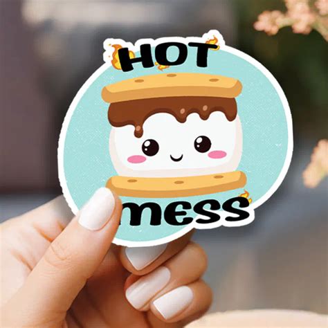 Funny Kawaii Smores Hot Mess Sticker Zazzle
