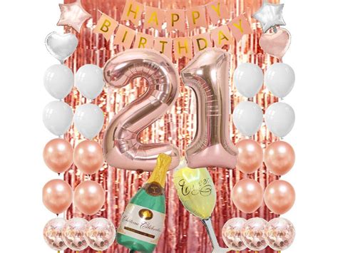 Rose Gold 21st Birthday Decorations 21 Birthday Party Supplies Etsy