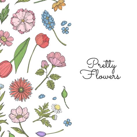 Fondo De Flores Dibujadas A Mano Vector Premium