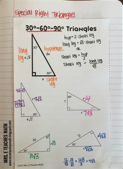 Solving Right Triangles Worksheets