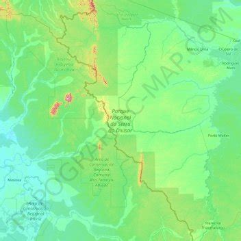 Carte topographique Parque Nacional da Serra do Divisor, altitude, relief