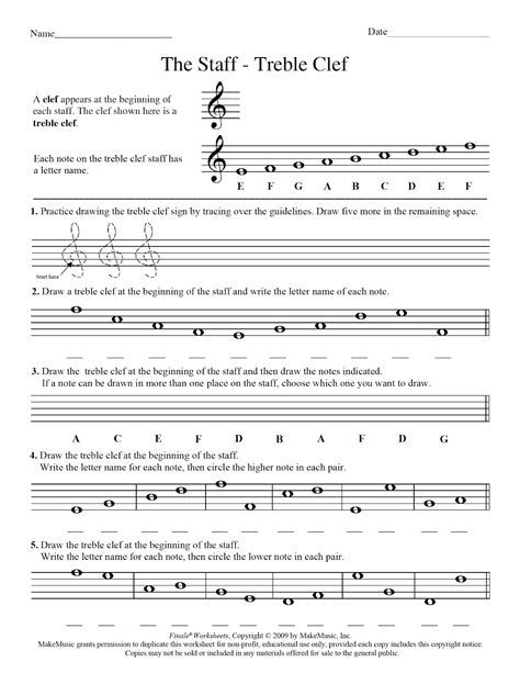 Miss Jacobsons Music Theory 6 Treble Clef Note Reading