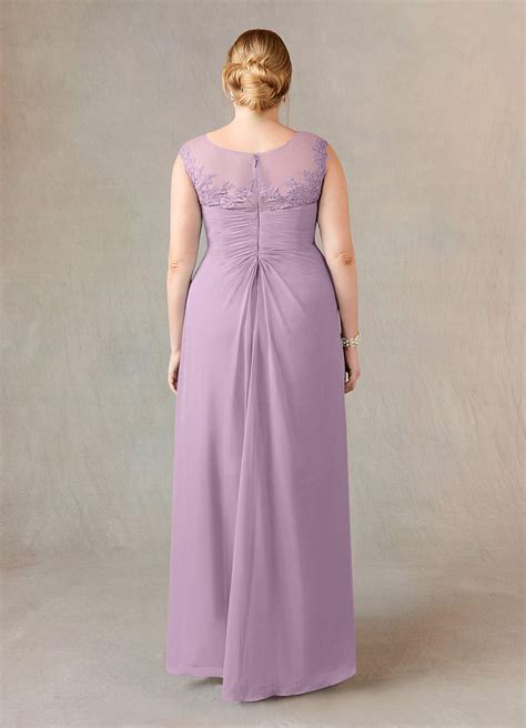 Wisteria Azazie Endora A Line Scoop Lace Chiffon Asymmetrical Dress