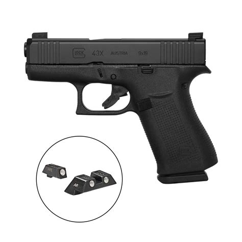 Glock 43x 9mm Pistol Black Glock Night Sights