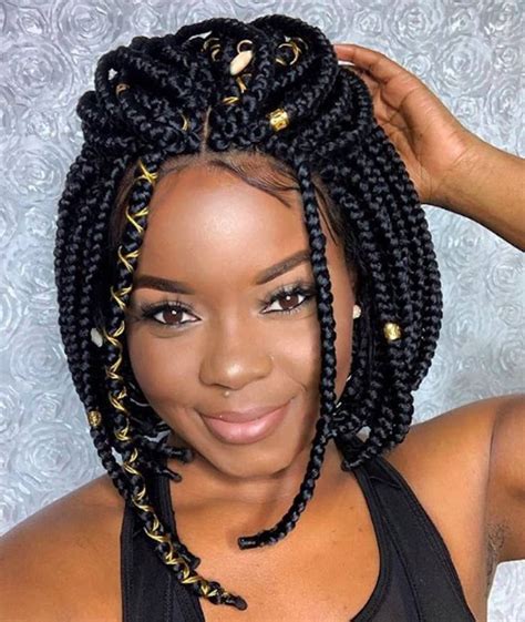 Bob Box Braided Wig Custom Made On Lace Front Human Hair Goddess Faux Locs Braids Braided