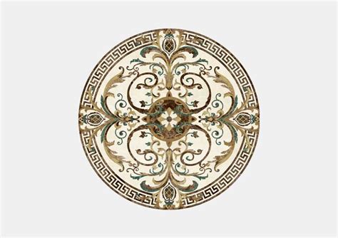 European Marble Medallion: Elegant 4-Foot Round Design