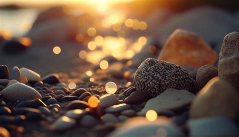 Premium Ai Image A Photo Of A Beach With Pebbles And The Sun Shining