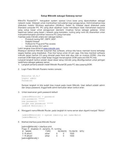 PDF Setup Mikrotik Sebagai Gateway Pdf DOKUMEN TIPS