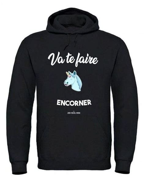 Va te faire encorner Sweat à capuche licorne noir ou gris