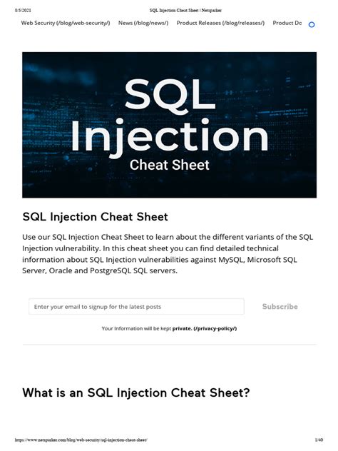 Sql Injection Cheat Sheet Netsparker Pdf