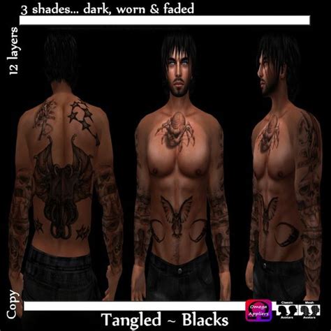 Second Life Marketplace Etched Tangled Tattoo ~ Blacks