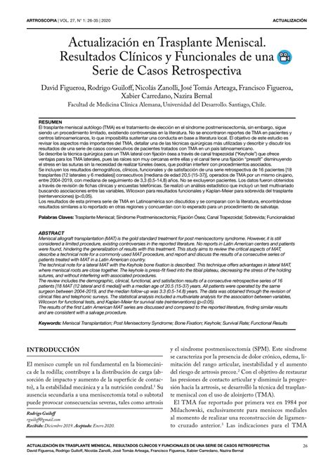 PDF Actualización en Trasplante Meniscal Resultados Clínicos y