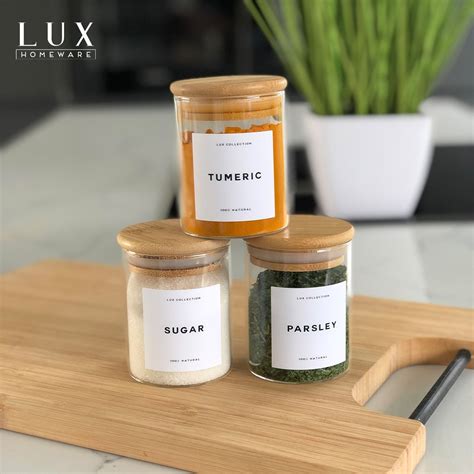 Reusable Bamboo Lid Glass Storage Jars Personalised Waterproof Etsy