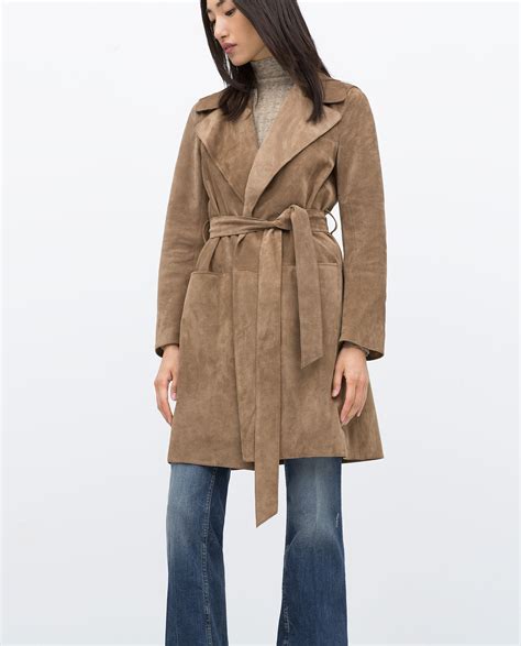 Zara Suede Studio Trench Coat Suede Studio Trench Coat In Brown Lyst