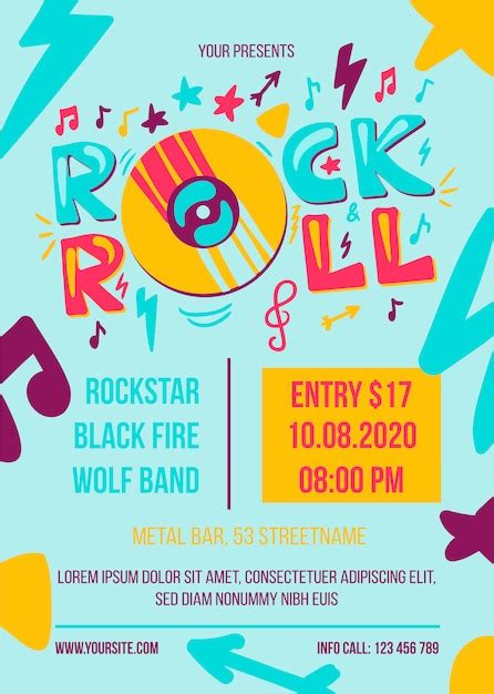 Premium Vector Rock And Roll Party Poster Template