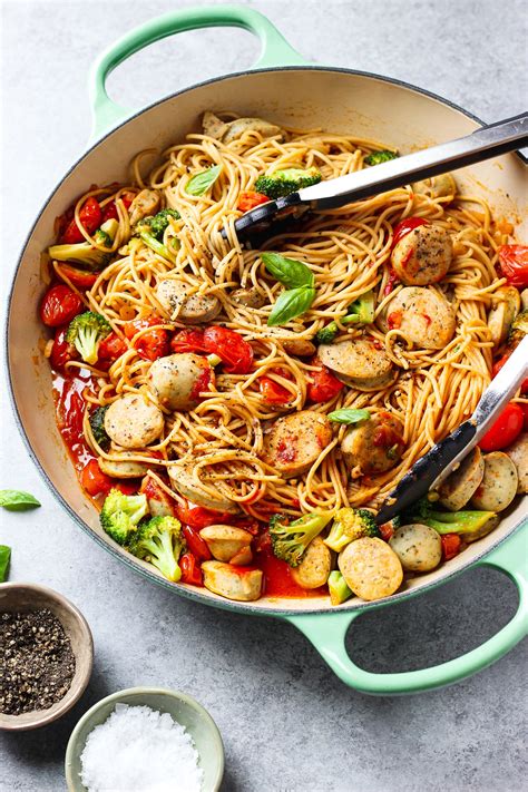 Chicken Sausage And Vegetable Pasta Skillet Garden In The Kitchen Garden In The Kitchen