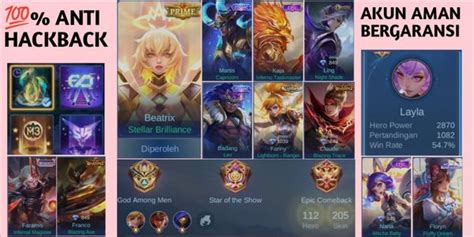 Beli Akun MURAH AKUN MOBILE LEGEND SULTAN SKIN GAHAR PROFIL MAX SKIN