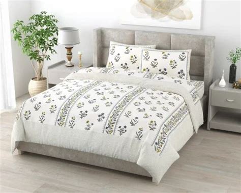 Cotton Floral Printed Double Bed Sheet Set Pracheen Kala At Rs