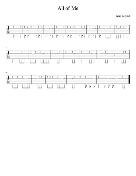 All Of Me Guitar Tabs Beginner Sheet Music For Guitar Solo