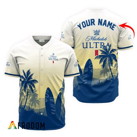 Personalized Michelob Ultra Palm Tree Surfboard Baseball Jersey Afrodom